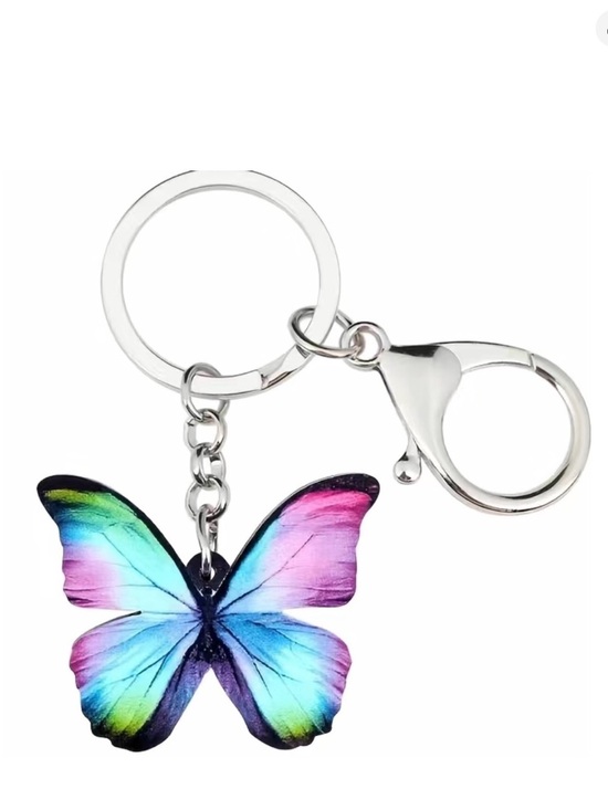 Accessories - Butterfly Keychain Bag Charm Accessory Silvertone Very Bright Detailed